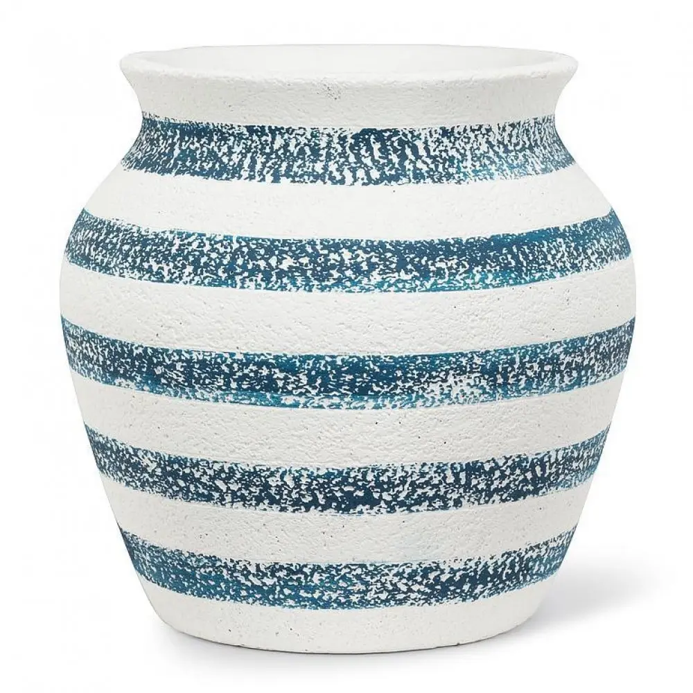 MDR Trading Inc. AB-27-BRETON-292-LG Large Round Shape Concrete Outdoor Striped Urn Planter