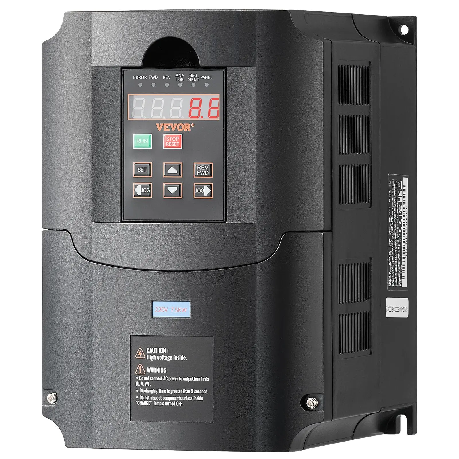 VEVOR Variable Frequency Drive - 10HP 7.5KW 35A, 1/3-Phase 220V Input to 3-Phase 220V Output, 40-60Hz Input 0-400Hz Output, for Pumps, Grinders, Elevators, Milling Machines, with Detachable Remote Panel & Comprehensive Protection System