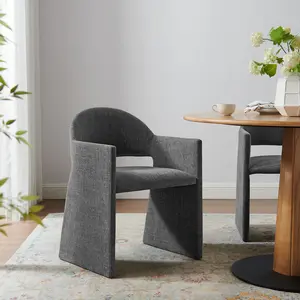 Talia Upholstered Fabric Dining Armchair in Charcoal
