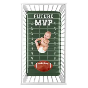Sweet Jojo Designs Fitted Baby Crib Sheets (Football Sports) for Boys, Infant Nursery, Toddler Room - Standard Size (Photo Op, Future MVP, Green Foot Ball Field for Vintage Sports Themed Collection)