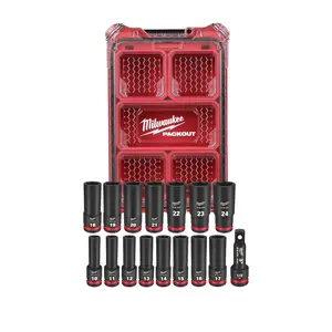 Milwaukee 16PC SHOCKWAVE Impact Duty Socket 1/2” Drive 16PC MM Set with PACKOUT