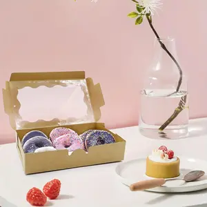 Clear Window Cookie Box, 1 Set Bakery Box with Sticker & Tape, Chocolate Straw Pastry Gift Package Wrapping Paper, Food Box for Candy Chocolate Cookies