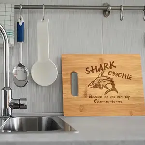 Shark Coochie Charcuterie Board Engraved Chopping Board For Cooked Food Handmade Cutting Boards Permanent Engraved Sharkcoochie Kitchen Knives