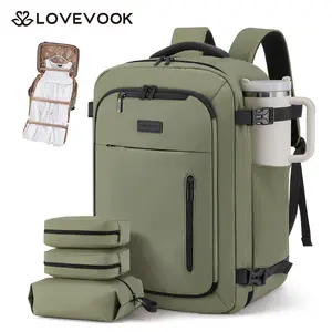 LOVEVOOK 40L-50L Large capacity Carry-On Travel Waterproof Backpack-TSA Approved Personal Item,Built-in Garment Bag & 3 Packing Cubes,Airline Friendly for Hiking/Overnight/Weekend,TikTokShopStockUp