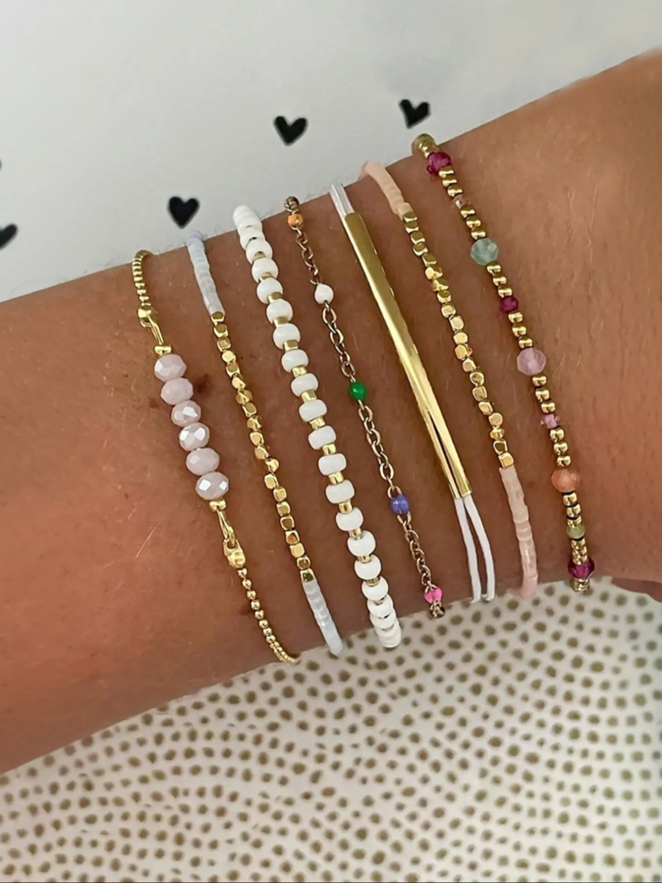 Boho Style Women's Bracelets Set, Stackable Bracelets, Bohemian Bracelets, Ccb Beads & Chain Design, Colorful Oil-Drop Finish, Perfect Gift for Friends & Daily Wear, Bracelets Stacking