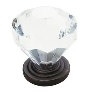 Amerock 14303ORB 1.25 in. Knob - Crystal-Oil Rubbed Bronze