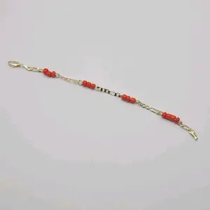 Evil Eye Protection Bracelet Red Laminated-Gold 6 Inches Long 3 mm Wide Adjustable for Small Kids Babies Stylish Protective Accessory Comfortable Fit Versatile Design