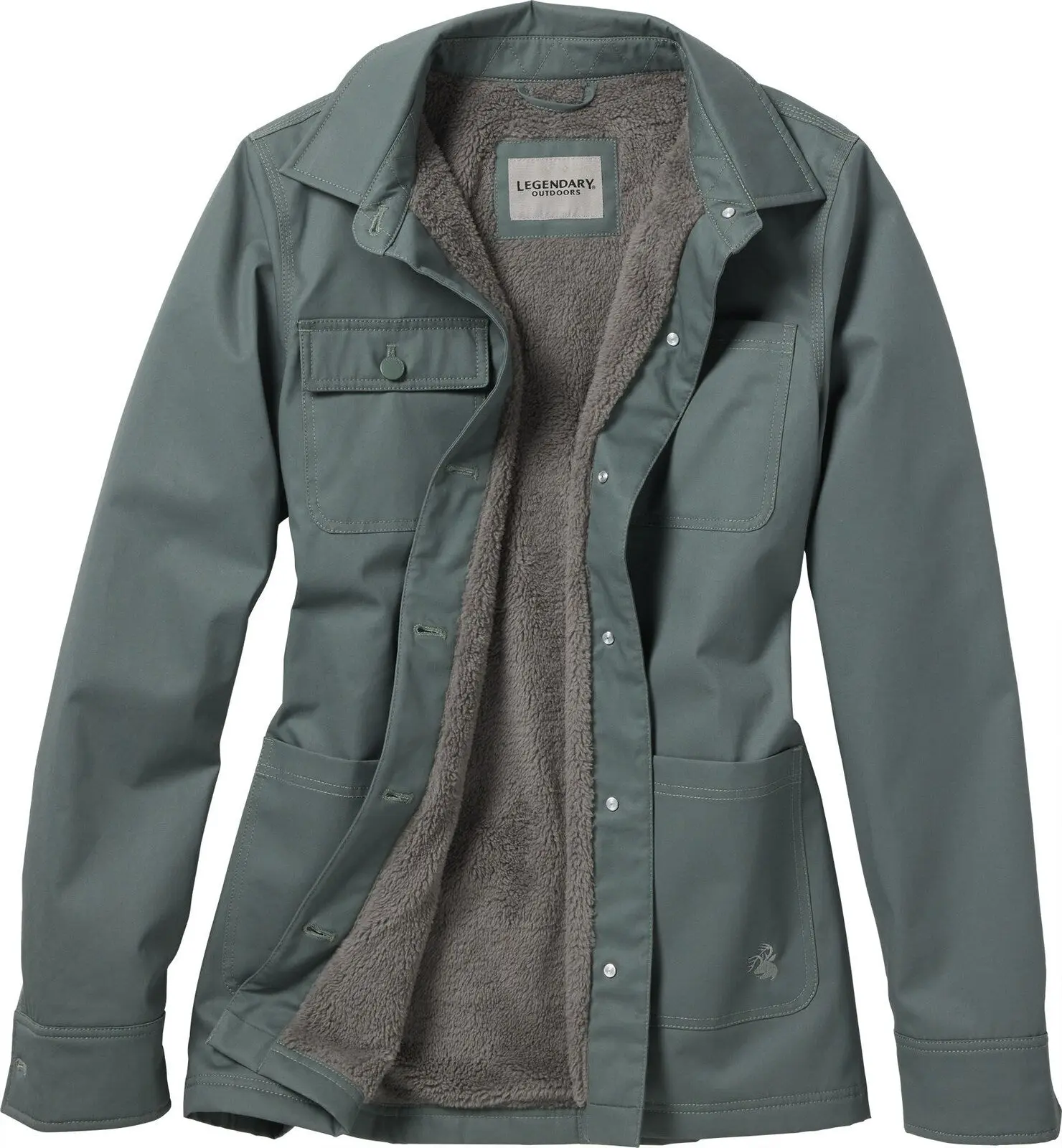LEGENDARY WHITETAILS Women's Performance Waxed Cotton Shirt Jacket - Long Sleeve, Light Polyester-Blend, Durable Fabric, Functional Pocket, Adjustable Bottom, Casual Tops & Coats