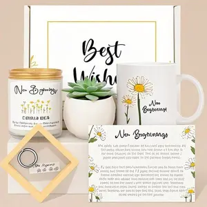Farewell Gift Box for Coworkers, Thoughtful Goodbye Present for Women, Self Care Package for Her, Best Friends Sister Mom, Reusable Keepsake Box with Inspirational Gifts, Going Away Break Up Divorce Good Luck Basket Daisy Set