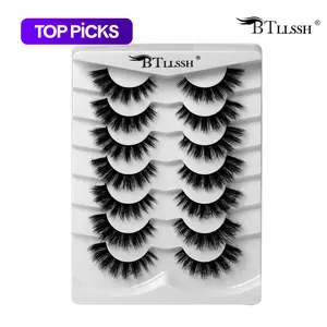 7 Pairs D-Curl False Eyelashes, Natural Curling Eye Makeup Strip Lashes, Lengthening Eyelash Extensions, Volumized False Eyelashes for Women and Girls, Suitable for All Eye Shapes, DIY False Eyelashes, False Eyelash Set