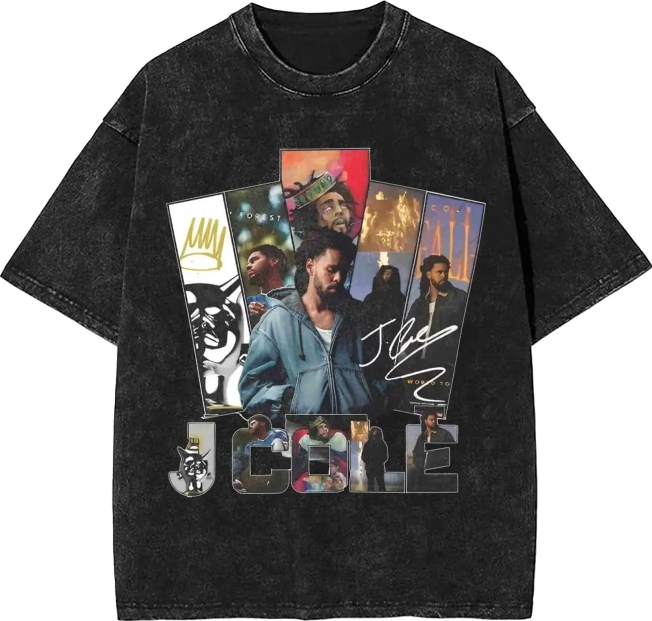 Retro #J Rap Cole 2026 Men's Vintage Oversized Wash Tee Short Sleeve Crewneck T Shirt