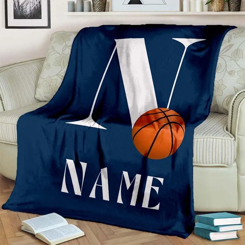 Customized Wrinkle-Resistant Basketball Blanket - Soft Personalized Bedspread for Adults, Children & Grandparents, Ideal for Birthday & Party Gifts