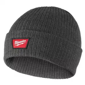 Gray Rib-Knit Cuffed Beanie Cap Comfortable Fit with Adjustable Cuff 2-Layer Design for All-Day Warmth One Size Fits All Versatile Accessory