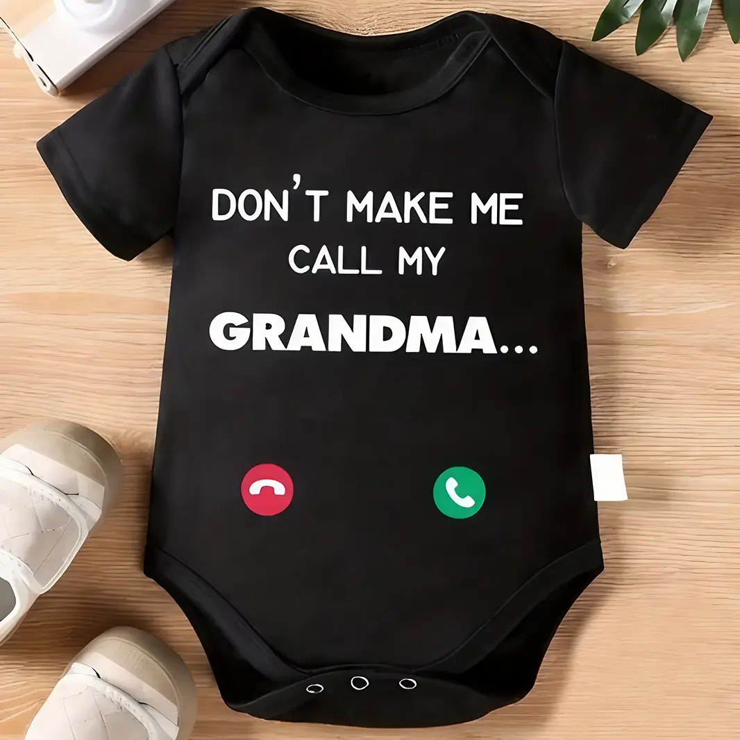 100% Cotton Unisex Baby Bodysuit Clothes - Soft Round Neck Jumpsuit, "Don't Make Me Call My Grandma" Print, Spring/Summer Infant Sleepwear, Baby Items, Newborn Baby Stuff