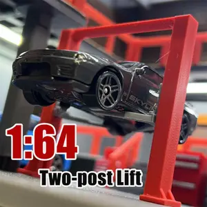1:64 Scale Adjustable-Height Dual-Post Lift Simulation Model | Adjustable 3D Lift Stand with Metal Base for Vehicle Models, Must-Have Collectible for Diorama Builders & Car Model Enthusiasts (Stand Only)