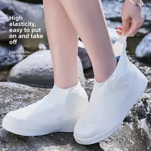 Waterproof shoe covers for rainy days, non-slip snow proof wear resistant adult latex shoe covers for travel and walking