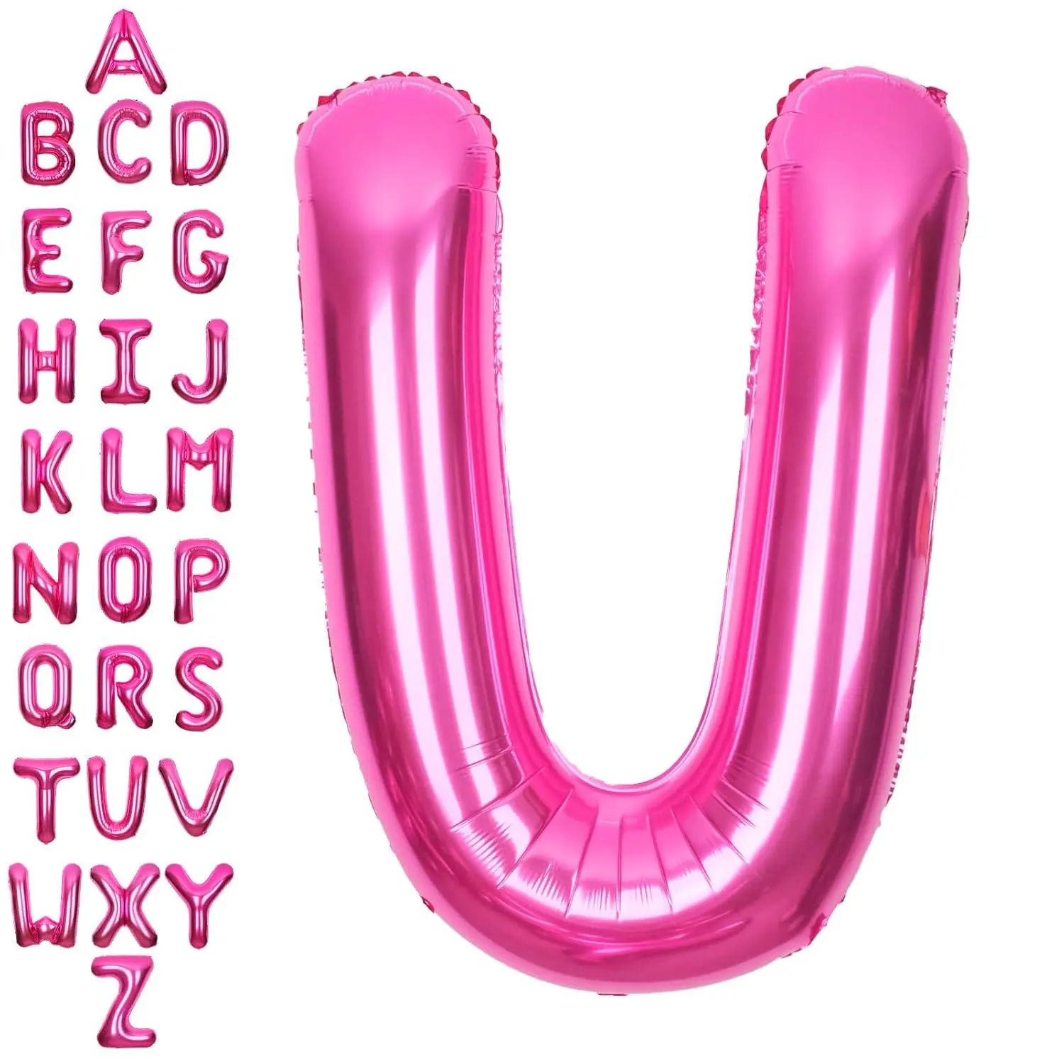 40 Inch Hot Pink Large U Letter Balloons Big Foil Helium Letter A-Z | Jumbo Mylar Happy Birthday Party Decorations For Woman Anniversary Party Supplies