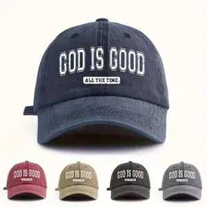 Unisex "GOD IS GOOD" Baseball Cap - Adjustable Dad Hat with "GOD IS GOOD ALL THE TIME" Lettering, Lightweight Non-Elastic Fabric Suitable for Outdoors, Church, Christmas - Dark Gray/Red/Brown/Black, Machine Washable Religious Gift Hat, Casual Headwear, In