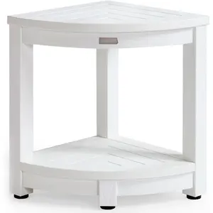 Corner Shower Stool for Inside Shower , Poly Lumber Bathroom Shower Corner Bench Seat, Plastic Shower Chair Seat, Shower Shaving Foot Rest with Adjustable , Non-Slip, White