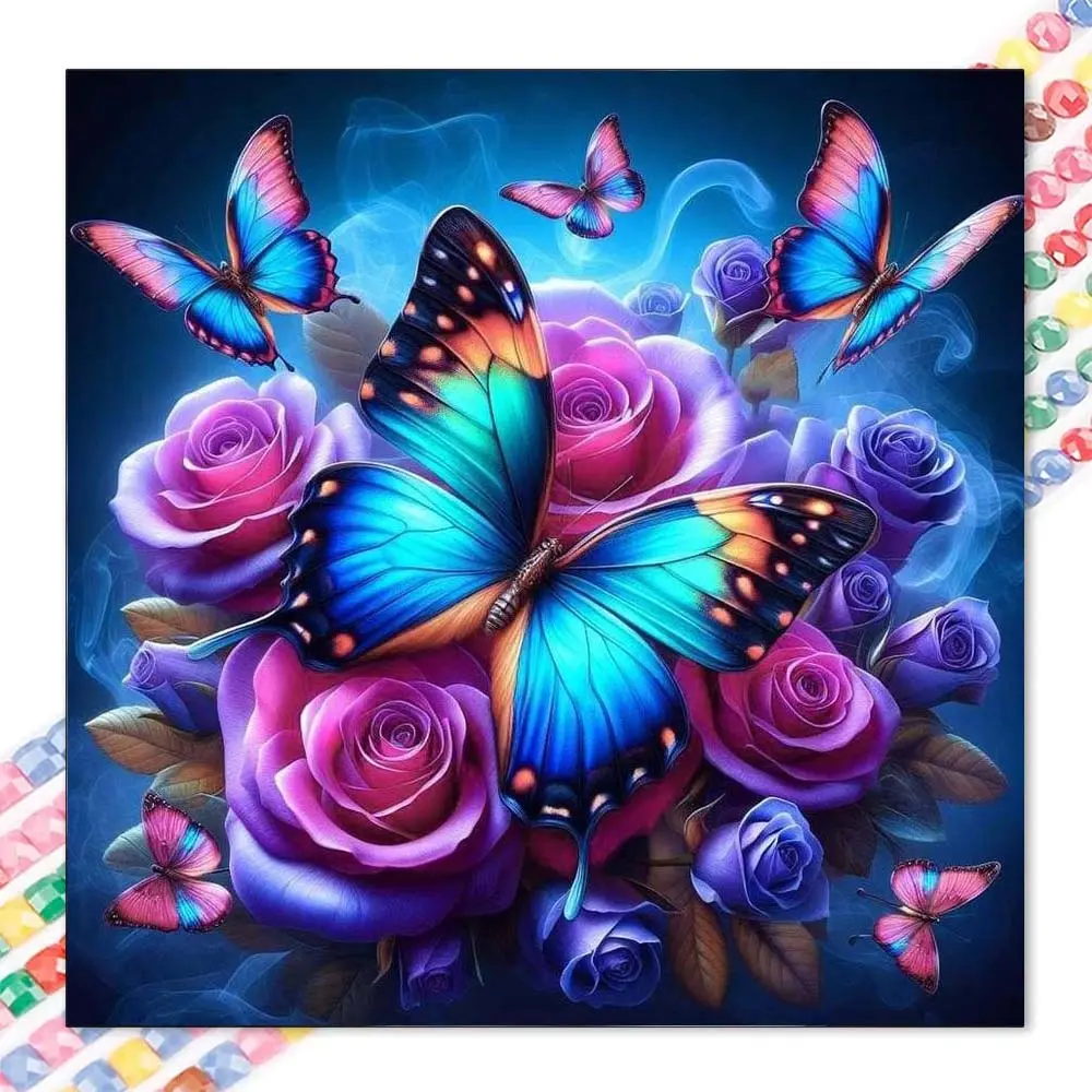 1 set DIY diamond painting kit, 5D diamond art kit, DIY decoration butterflies, roses, dream mosaic, diamond art, DIY art home decoration.