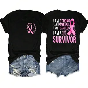 Breast Cancer Shirt Women Pink Ribbon Breast Cancer Awareness Shirts Cancer Survivor Short Sleeve Tee Top