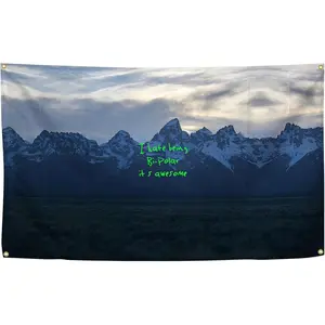 1pc, 3x5ft Kna F Ye Iconic Rap Music West Album Art Poster Cover Tapestry with 4 Brass Lock Buckles - 3*5ft Hanging Wall Decor for Dormitory Party Background, Living Room & Bedroom Home Decoration