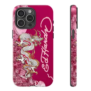 Dragon Tattoo Pattern Phone Case , Retro Y2K Style Pink Cover, Shockproof Rugged Cover Dual Layer Soft TPU Bumper Hard Shell Design for iPhone 11 12 13 14 15 16 17 Pro Max Plus Air, Heavy-Duty Protection MagSafe Magnetic