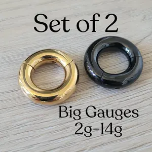 Septum Rings Set Gold Black 2g 4g 6g 8g 10g 12g 14g Hinged Clicker Hoop Earrings Steel Big Gauges Ear Piercing Cartilage plugs men women 4mm