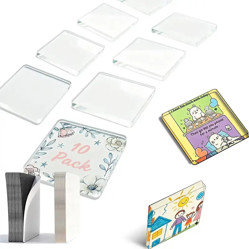 Clear Acrylic Fridge Magnets, DIY Magnetic Photo Frame Kit with Adhesive Backing, Transparent Refrigerator Picture Magnets for Photos, Artwork, Crafts, Kitchen, Classroom, Office & Home Decor