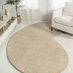 JONATHAN Y Bean Modern Plaid Grid Handwoven Wool Beige/Light Brown Area Rug; for Living Room, Kitchen, Bedroom, Dining Room, Office