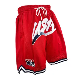 Men's Basketball shorts Four pockets 2024 USA Dream Team Cheap and High Quality Sewing embroidery covered court Beach Pants Outdoor sports Training shorts  Big Size Retro Blue red Embroidered breathable shorts S-3XL Accepting mixed wholesale and retail At