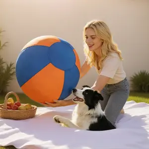 18" Herding Ball for Dogs with 2Inner Bladders Tear Resistant Dog Toy Balls for Australian Shepherds Border Collies Indoor Outdoor Agility Training Medium Large Breeds