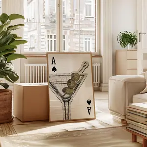 Ace Card Martini Print, Extra Dirty Cocktail Poster, Minimalist Bar Cart Wall Art, Trendy Printable Gallery Decor, Modern Mosaic Drink Art