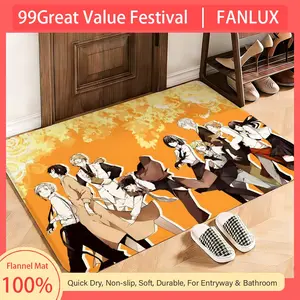 Mystery Bungo Stray Dogs Floor Mat This soft flannel mat provides a cozy Soft flannel mat with quick water absorption, non-slip and durable. Easy to clean, ideal for bathroom and entryway use.