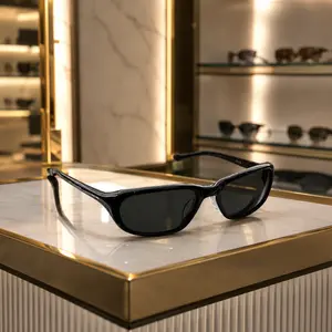 Y2K Oval Sunglasses for Women, Trendy Black Cat Eye Small Frame Shades, Retro 90s Designer Style UV400 Fashion Eyewear