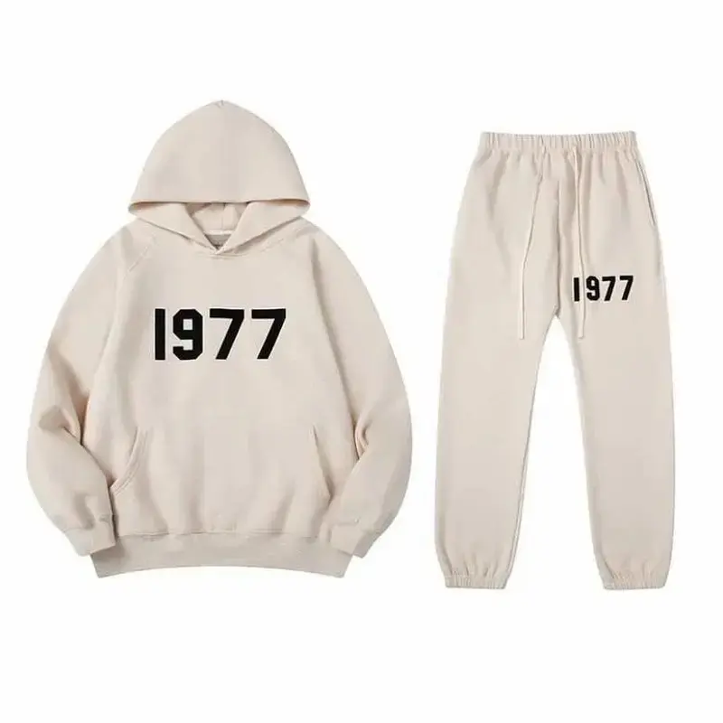 Vintage 1977 Graphic Hoodie And Sweatpants Set - Oversized Heavyweight Fleece 2 Piece Tracksuit Casual Loungewear