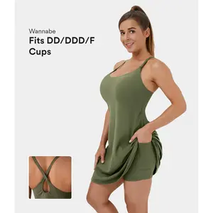 Halara Softlyzero Plush Backless 2-in-1 Pocket Mini Yoga Active Dress