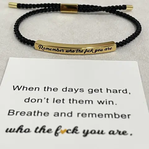 18K Gold-Plated Stainless Steel Letter Link Bracelet - Engraved "Remember Who the F You Are", Adjustable Up to 10in, Fashion Bracelets for Women, Premium Gifts for Women, SummerVibes Exquisite Trendy Accessory