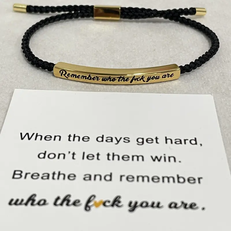 18K Gold-Plated Stainless Steel Letter Link Bracelet - Engraved "Remember Who the F You Are", Adjustable Up to 10in, Fashion Bracelets for Women, Premium Gifts for Women, SummerVibes Exquisite Trendy Accessory