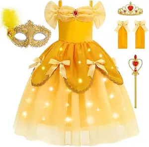 Easter Gift Light Up Yellow Princess Dress – Glow-in-the-Dark Costume for Girls | Perfect for, Cosplay & Parties