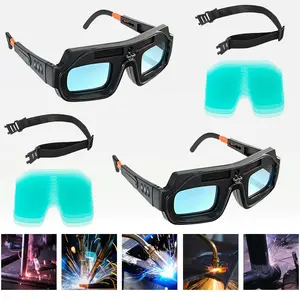 [SummerVibes]Welding Glasses Safety Protective Solar Powered Auto Darkening Welding Goggles with Adjustable Shade, 2 Sensors Welder Glasses for TIG MIG MMA Plasma