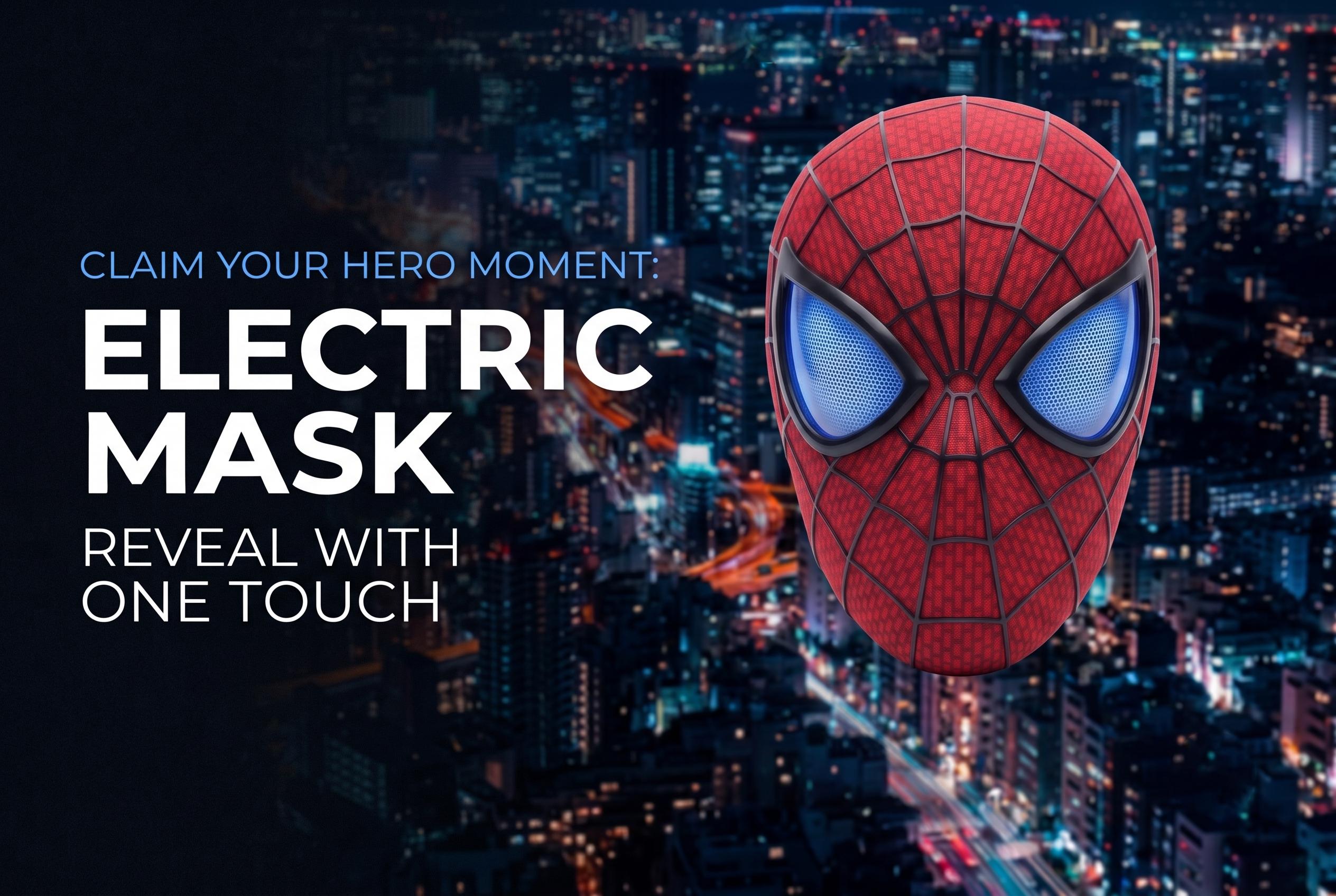Cool Hero Mask Remote Control Skin-friendly Red & BlueLights Perfect for Cosplay, Halloween, Festivals, Parties -26cm x 19cm x 11cm - Plastic Material