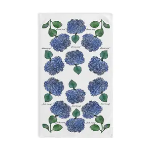Slightly Subtle Anti Trump Hydrangea Towel on White, Floral Kitchen Decor, Gift for Gardeners, Blue Flower Towel, Spring Home Decor, Political Gag Gift
