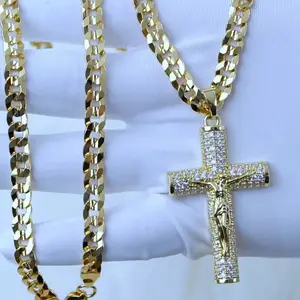 Elegant 14K Gold Concave Jesus Christ Chain – Faith & Style Combined necklace