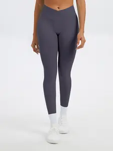 Women's Seamless Cross Waist Yoga Pants, High-Waisted Tight-Fitting Workout Leggings, Comfortable Running & Fitness Long Pants, Gym Workout Leggings