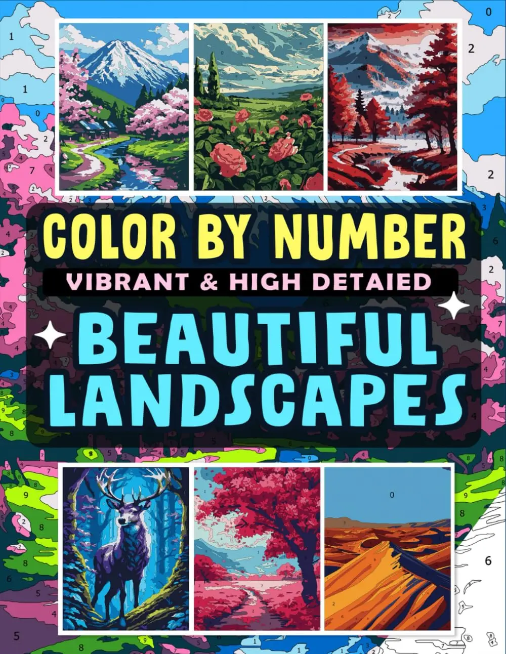 Color By Number Vibrant & High Detailed Beautiful Landscapes: Discover Nature's Beauty Through the Art of Coloring for Relaxation and Stress Relief