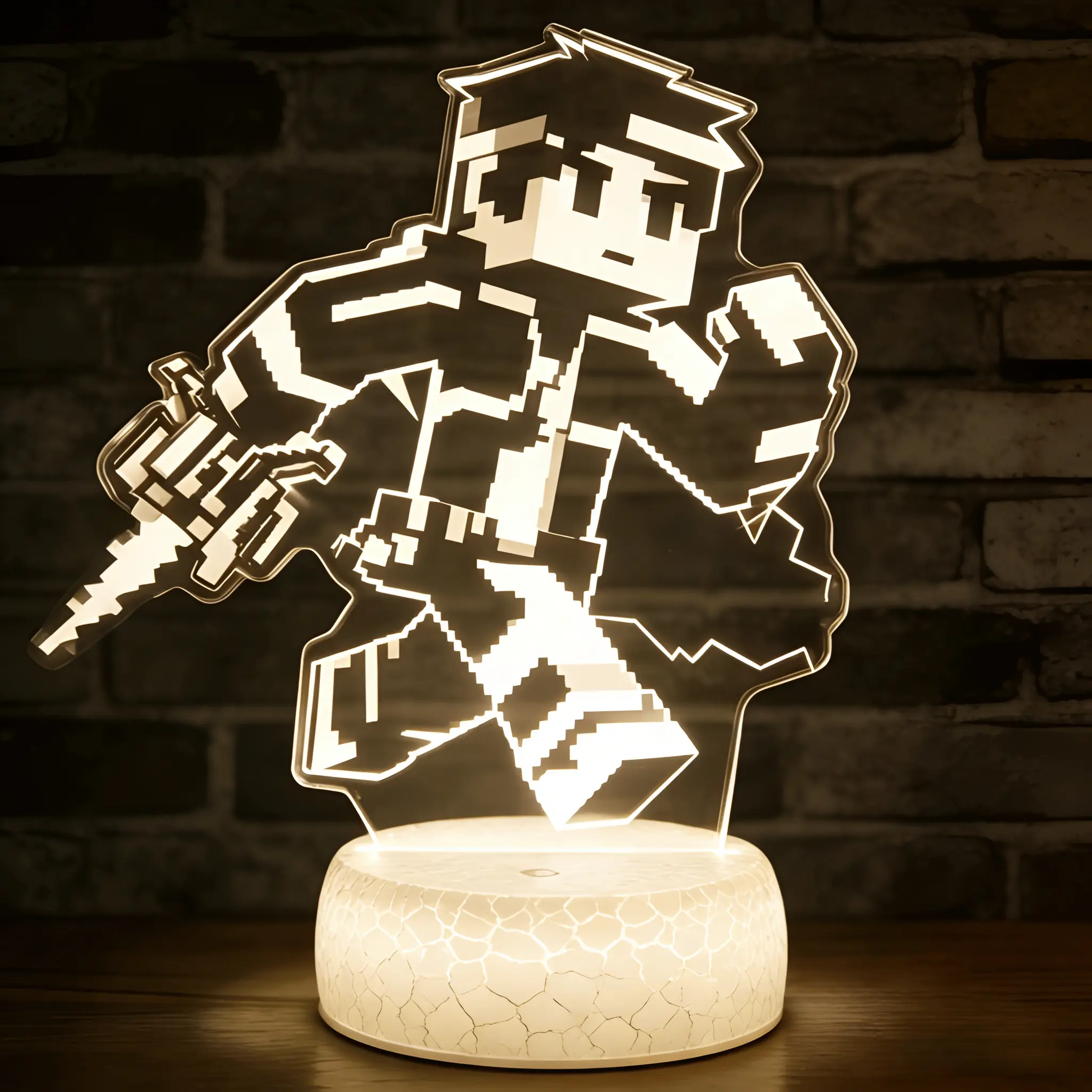 3D Design LED Pixel Warrior Figure Lamp for Children - Plug-in AC Power Supply, 16 Different Colors, Colorful Glow Ambient Mood Light, Kids' Bedroom Decor Gift, Indoor Use