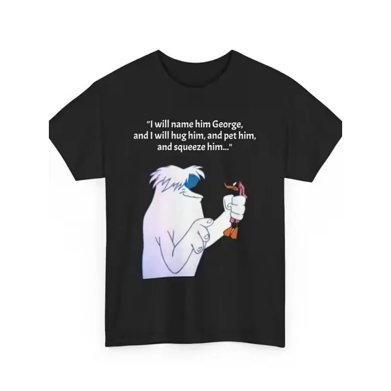 Men's 100% Cotton Round Neck Casual Fit Short-Sleeve Top - Vintage Retro Hilarious Cartoon Print, "I Will Name Him George" Quote, S-5XL Tee (Avoid Direct Ironing)