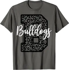 Bulldogs School Spirit Mascot Leopard Cheer Fan Game Day T-Shirt - Victoriaj Shop VOJB0BBHD72X8