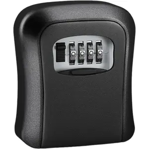 Key Lock Box Combination, 4-Digit Lockbox Wall Mount, Waterproof Outdoor Key Hider, Resettable Code Safe Security Password Boxes with Mounting Kit for Home, Office